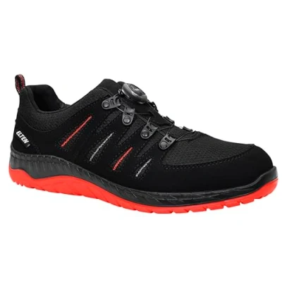 Bild av ELTEN Säkerhetsskor MADDOX BOA svart red Low ESD S3, män, textil, stålhätta, lätt, sportig, svart/röd, storlek: 47