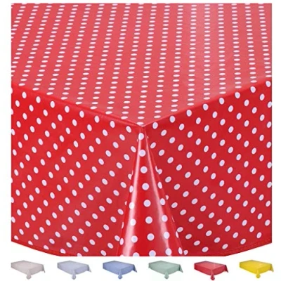 Bild av Home Direct rektangulär vaxduk PVC avtorkningsbar bordsduk 140 cm x 180 55 70 liten prickig röd