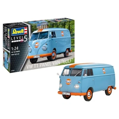 Bild av Revell 07726 VW T1 Panel Van (Gulf Decoration) 1:24 skala unbyggd/opainted plastmodell kit bil fjärrstyrt fordon, Molded Color