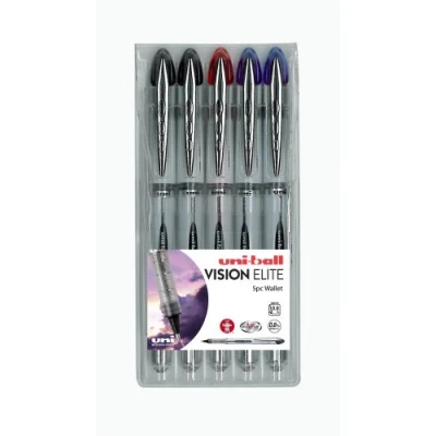 Bild av uni ball Vision Elite UB 200 Rollerball pennor blandade färger, 5 pack