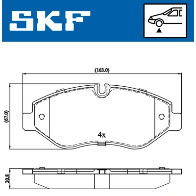 Bild av SKF VKBP 80089 Jeu de plaquettes frein préparé pour indicateur d&#039;usure avec accessoires IVECO: DAILY 6 , Pritsche/Fahrgestell