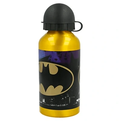 Bild av Stor Batman Aluminium barnflaska vattenflaska för barn återanvändbar 400 ml, 85534, symbol, 1 styck (1 pack)