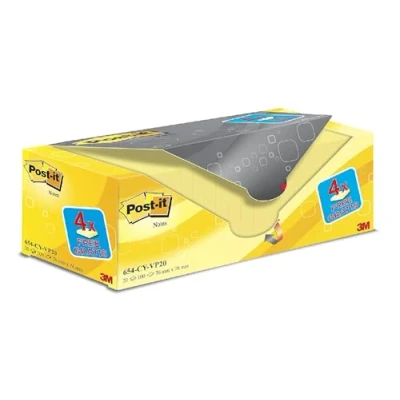 Bild av Post it Notes Kanariegul, värdepaket 20 dynor, 100 ark per dyna, 76 mm x mm, Kanariegul Självfästande anteckningar för anteckningar, att göra listor och påminnelser, skol kontorsmaterial