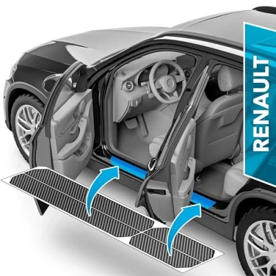 Bild av uProtect skyddsfilm för trösklar till bildörrar Renault Clio 5 (V) I 2019 2024 skyddsfolie bildörr lackskyddsfolie med installationstillbehör svart kolfiberlook