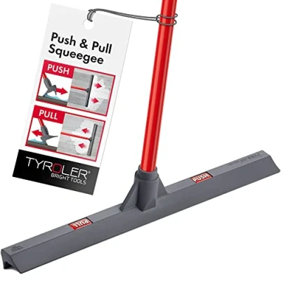 Bild av Tyroler Push &amp; Pull Squeegee 44 cm silikonhuvud 140 anti rosthandtag 100 % silikon aluminium 4 delat handtag golvskrapa perfekt för ädelträ, marmor, kakel, garage, inomhus/utomhus