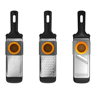 Bild av Fiskars set med grönsakshyvel och rivjärn, 3 delar, Metall/plast, Functional Form, 1014414