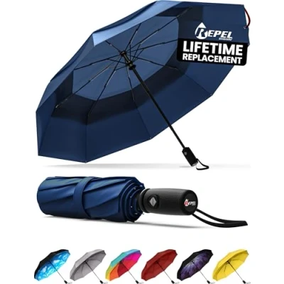 Bild av Repel Umbrella Windproof Travel Umbrellas for Rain Easy Auto Open Close, Durable &amp; Compact Umbrella, Strong Fiberglass Frame, Waterproof Canopy Backpack, Purse, Portable