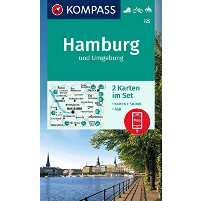 Bild av KOMPASS Wanderkarten Set 725 Hamburg und Umgebung (2 Karten) 1:50.000: inklusive Karte zur offline Verwendung in der App. Fahrradfahren. Reiten.