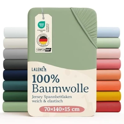 Bild av Laleni Jersey Underlakan 60/70 x 120/140 cm Spjälsäng OEKO TEX Certifierat Barnsängkläder Av 100% Bomull Grönt