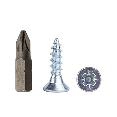 Bild av (Förpackning med 400 st) Zinkpläterat stål 4,0 x 16 mm träskruvar, spånskivskruvar, universell Pozi drivskruv, PZ helgängad, försänkt huvud (400, mm)