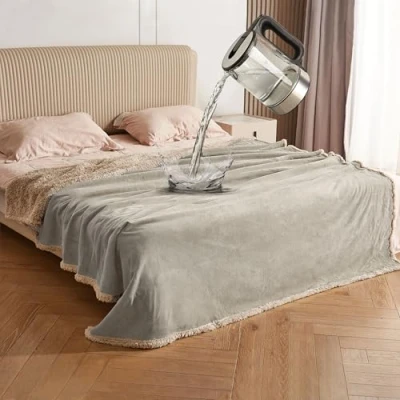 Bild av Catalonia Classy Vattentät sängfilt, extra stor soffa, tvättbar filt, sängskydd, varm filt i sherpa fleece, 152 x 127 cm