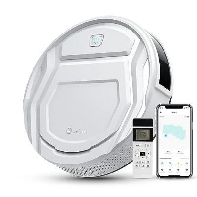 Bild av Lefant robotdammsugare med fjärrkontroll, 2200 Pa smal tyst, ansluten WiFi/Alexa/App, programmerbar, idealisk för djurhår, hårda golv, M210 vit