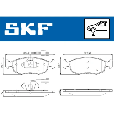 Bild av SKF VKBP 80146 E Jeu de plaquettes frein contact signal d&#039;usure inclus FIAT: 500 3 portes, Grande Punto 3/5 C Cabriolet