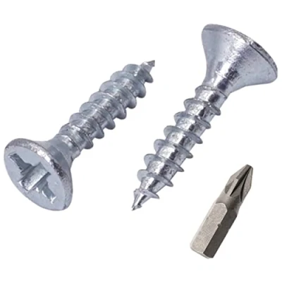 Bild av SKIR&#039;CO (Förpackning med 100 st) Zinkpläterat stål 3,5 x 15 mm silver träskruvar, Pozidriv försänkt huvud, spånskivskruvar, PZ helt gängad (100, mm)