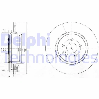 Bild av DELPHI BG3728 Disque de frein 331 14 5 plein huilé non traité sans roulement roue, bague ABS MERCEDES BENZ: Classe ML