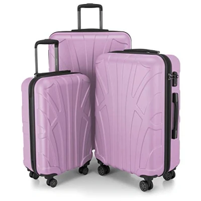Bild av suitline rullväska i 3 storlekar, trolleyset hårt skal Resväska (55 cm, 66 76 cm) tvillinghjul, lila, SET, set