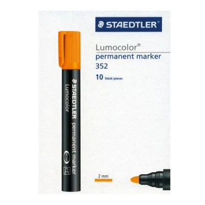 Bild av Staedtler 352 4 Lumocolor Marker permanent Rundspitze, 2 mm, 10 Stück, orange
