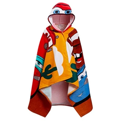 Bild av Disney Bilar barn handduk med huva 100 % bomull pojkar badhandduk klä upp blixt McQueen poncho strandhandduk simning omlottrock