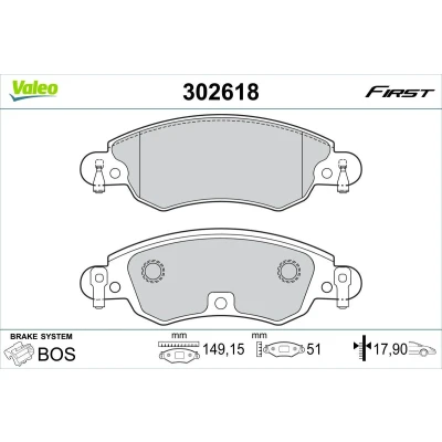 Bild av VALEO 302618 Jeu de plaquettes frein Essieu avant contact signal d&#039;usure exclu avec tôle anti bruit CITROËN: C5 II 5 portes, I portes