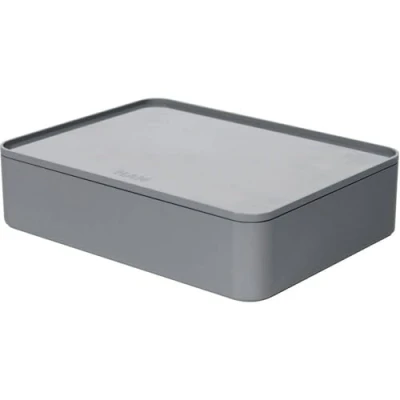 Bild av HAN Lådlåda Allison Smart Organizer Redskapslåda med innerskål och lock/serveringsbricka, stapelbar, kontor, skrivbord, badrum, kök, möbelvänliga gummifötter, 1110 19, granity grå
