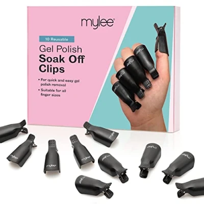 Bild av Mylee 10 PCs blötlägg av nagelklämmor, akryl nagelkonstborttagare, plast, återanvändbar gel nagellackborttagare klipp, för hem och professionell salonganvändning på alla fingrar