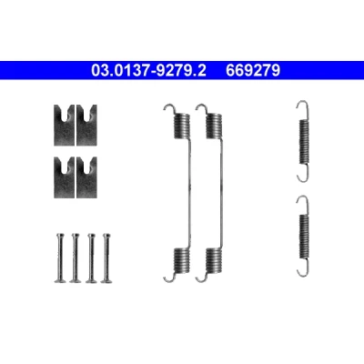 Bild av ATE 03.0137 9279.2 Kit d&#039;accessoires, mâchoire de frein FORD: Focus 2, Tourneo Connect, Transit Connect Mk1 Van