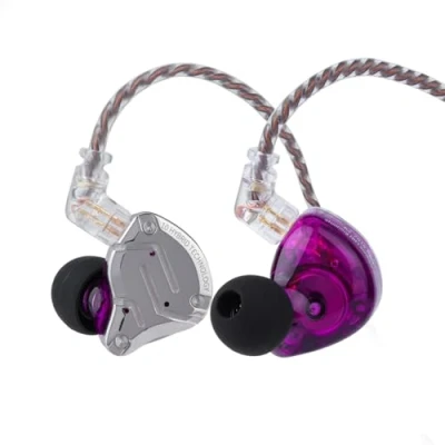 Bild av Linsoul KZ ZS10 Pro, 4BA+1DD 5 drivrutiner i öronmonitor, Trådbundna HiFi öronsnäckor, Hörlurar för spel, Hybrid IEM hörlurar, löstagbar kabel med 2 stift(Lila,Utan Mic)