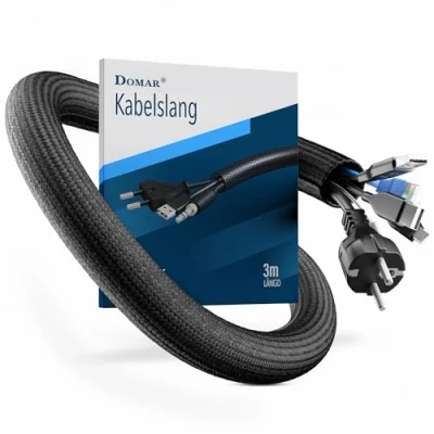Bild av DOMAR® 3m Kabelkanal självstängande &amp; flexibel Kabelhylsa för optimal kabelhantering svart elinstallation bord