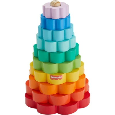 Bild av Fisher Price babyleksak, stapelbara ringar i trä, 10 träbitar för stapling barn över 18 månader, HXT77