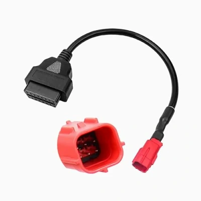Bild av P17CS Bolwins OBD till OBD2 adapter 6 stift 16 diagnostisk lämplig för Honda, Suzuki, Yamaha motorcyklar, 33 cm kabel motorfeldiagnos