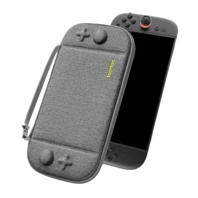 Bild av tomtoc Fodral bärväska för Nintendo Switch 2 modell 2025, skyddande bärbar förvaringsväska Carry Case med 12 spelkassetter, hårdskalig väska konsol originalpatent, Grå