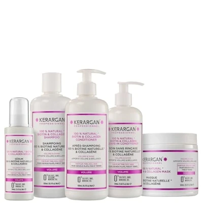 Bild av Kerargan Shampoing, Après Masque, Sérum et Soins Sans Rincage à la Biotine au Collagène Sulfate, Paraben, Silicone 1950 ml