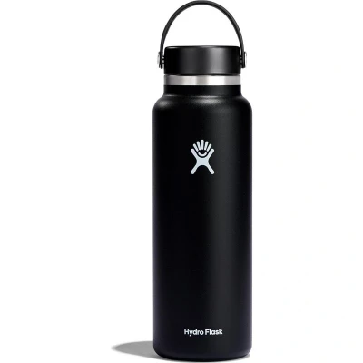 Bild av HYDRO FLASK Drickflaska 1 180 ml (40 oz) Vakuumisolerad Stålflaska i rostfritt stål med läckagesäker Flex Cap rem Vattenflaska BPA fri Bredmun Black