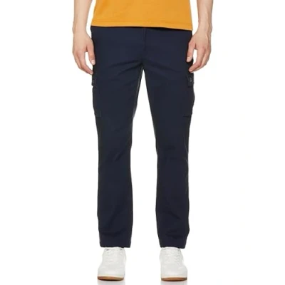 Bild av Amazon Essentials Men&#039;s Stretchiga cargobyxor med rak passform (finns i Big &amp; Tall), Marinblå, 34W / 30L