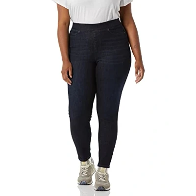 Bild av Amazon Essentials kvinnors stretch pull on jegging (finns i plusstorlek), svart sköljning, 14 lång