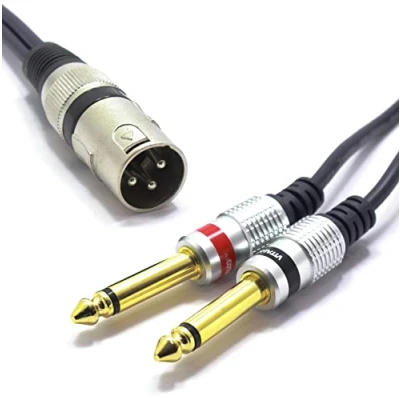 Bild av VITALCO XLR kontakt till 2 x 6,3 mm TS uttagkabel 1,5 m mikrofonkabel 3 polig mono ljudadapter