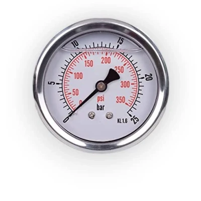 Bild av glycerin tryckmätare axial attack, rostfritt stål IP65 63 mm med bakre kontakt, 1/4 (0 25 bar)