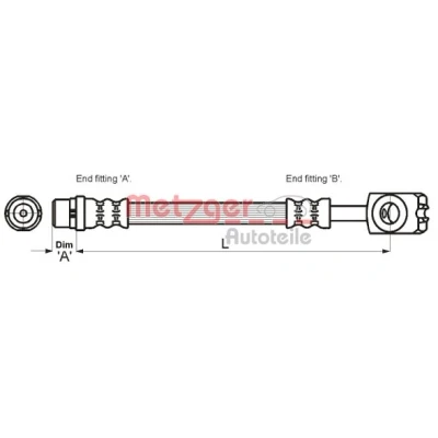 Bild av METZGER 4116214 Flexible De Frein 240 AUDI: A4 B5 Berline, Avant
