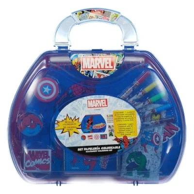 Bild av Marvel inspirerad pappersset blå färg 23 x 20 4 cm inkluderar portfölj med allt som behövs för färgläggning originaldesignad i Spanien