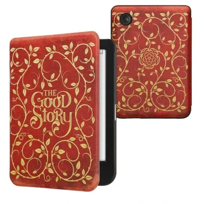 Bild av kwmobile eReader fodral kompatibelt med Kobo Clara BW/Colour Cover eBook Reader Flip Case Gul/Orange/Röd Once Upon a Time