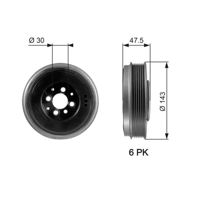 Bild av GATES TVD1003 Poulie Damper 143 sans accessoires FleetRunner Micro V Stretch Fit VOLKSWAGEN: Golf 4, Bora Berline, New Beetle 3/5 portes