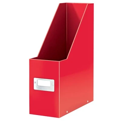 Bild av Leitz WOW A4 Tidskriftssamlare, Tidningsförvaring i Kartong med Etikett, Vikbar, Click &amp; Store serien, Röd Tidskriftshållare, 60470026
