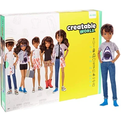 Bild av Creatable World GGT68 deluxe karaktär dockset med individuellt designad könsneutral docka brunt vågigt hår, leksak från 6 år