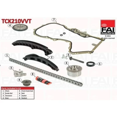 Bild av FAI AutoParts TCK210VVT Jeu de distribution à chaînes avec joints, roues dentées Simplex, chaîne faible bruit VOLKSWAGEN: Tiguan I, Jetta 4
