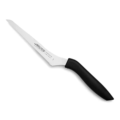 Bild av Arcos 134900 serien Niza böjt flerfunktionell knivblad nitrum rostfritt stål 130 mm (5,12 tum) handtag polypropylen svart färg, 18/8