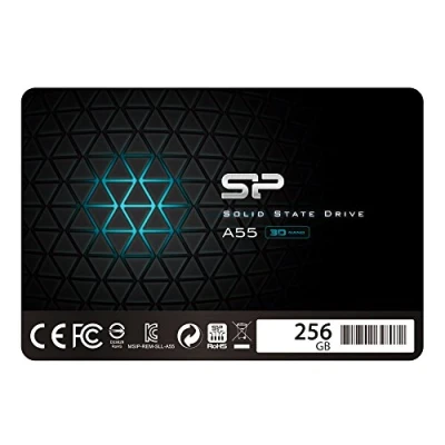 Bild av Silicon Power SSD 256GB 3D NAND A55 SLC Cache Performance Boost 2.5 inch SATA III 7mm (0.28&quot;) Internal Solid State Drive