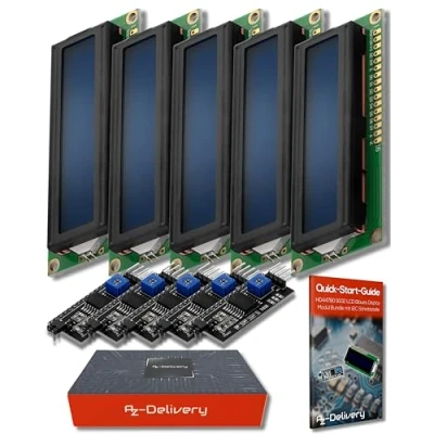 Bild av AZDelivery 5 x HD44780 16x2 LCD Modulvisningsbunt med I2C Gränssnitt 2x16 Tecken kompatibel Arduino och Raspberry Pi inklusive en E Book!