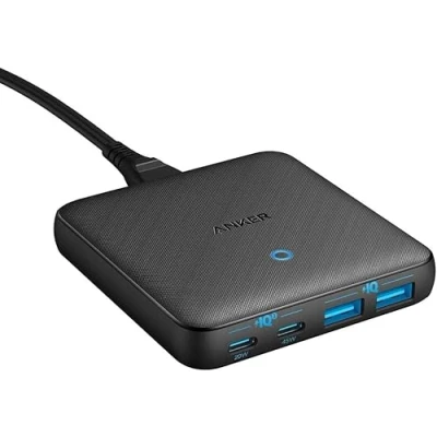 Bild av Anker USB C snabbladdare, PowerPort Atom III Slim 65W 4 Port PIQ 3.0 GaN väggladdare med dubbla portar för MacBook, bärbara datorer, iPad Pro, iPhone, Galaxy S21 och mer