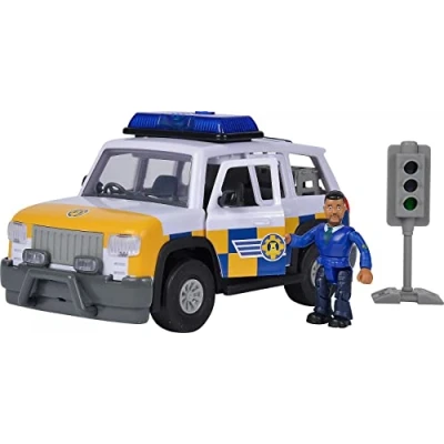 Bild av Simba 109251096 brandman Sam polis bil 4 x med Malcom figur, originalljud, dörrar och bagageutrymme att öppna, 19 cm, för barn från 3 år