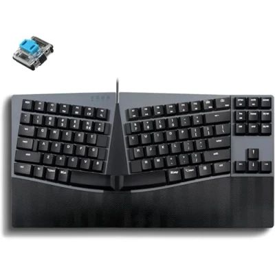 Bild av Perixx PERIBOARD 335BL trådbundet ergonomiskt mekaniskt kompakt tangentbord lågprofilblå klickbrytare programmerbar funktion med makrotangenter kompatibel Windows och Mac OS X US Engelska